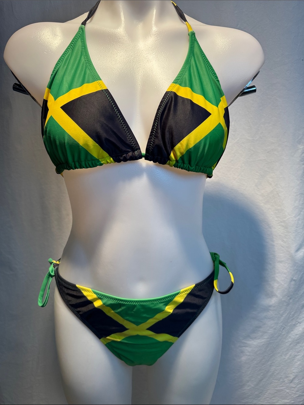 Green, Yellow & Black Tie-Side Bikini - Women Swim